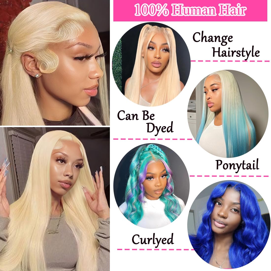 LETMIEO 30 Inch 613 Lace Front Wig Human Hair Blonde 13X6 HD Transparent Lace Front Wigs Human Hair 180% Density Blonde Glueless Wigs 613 HD Straight Lace Frontal Wig Pre Plucked
